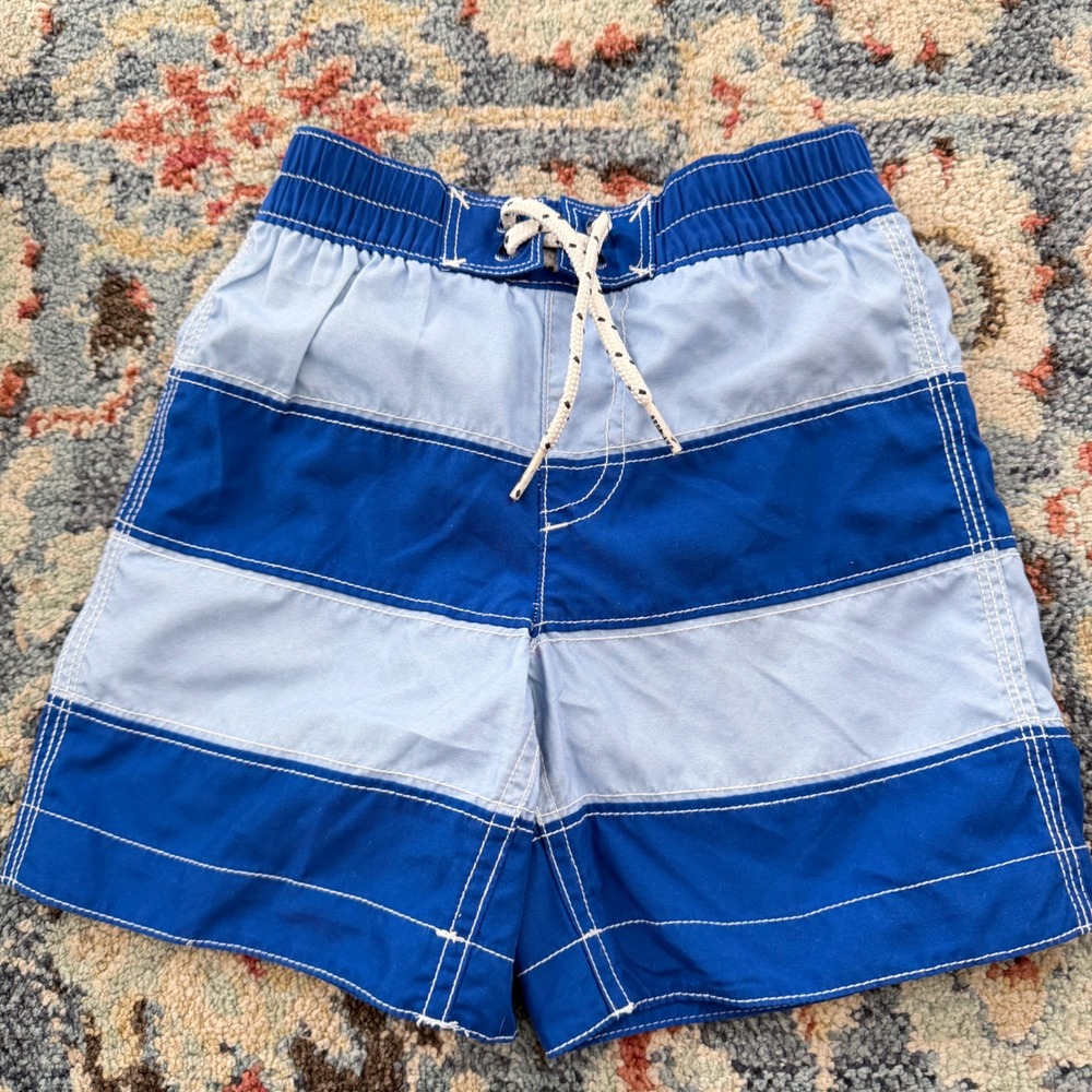 Baby Gap Swim Trunks Boys 3T Blue Striped Surf Shop Summer EUC